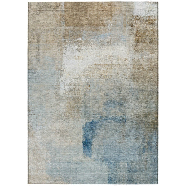 Homeroots 3' Abstract Brown Beige And Ivory Washable Area Rug For Indoor And Outdoor Spaces, Durable Style 5' X 8' Polyester 586955