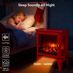 English Elm 18 Inch Electric Stove Heater Cast Iron Style 3d Led Flame Panoramic Mesh View W1769P394302