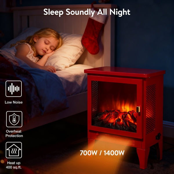 English Elm 18 Inch Electric Stove Heater Cast Iron Style 3d Led Flame Panoramic Mesh View W1769P394302