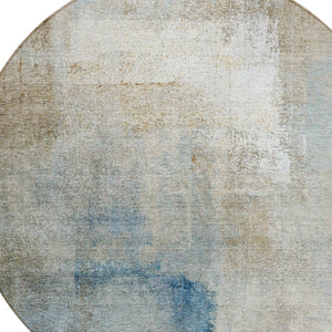 HomeRoots 5' Modern Abstract Taupe Beige and Ivory Washable Area Rug for Stylish Indoor and Outdoor Spaces 8' Round 586956