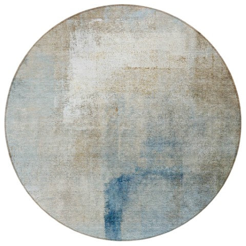 Homeroots 3' Abstract Brown Beige And Ivory Washable Area Rug For Indoor And Outdoor Spaces, Durable Style 8' Round Polyester 586956