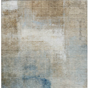 Homeroots 3' Abstract Brown Beige And Ivory Washable Area Rug For Indoor And Outdoor Spaces, Durable Style 8' X 10' Polyester 586957