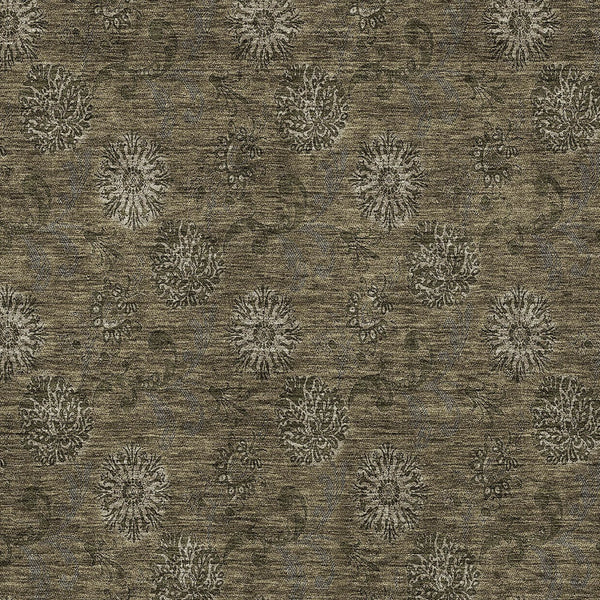 Homeroots 3' Brown And Beige Floral Washable Area Rug – Perfect For Indoor And Outdoor Spaces, Durable Design 3' X 5' Polyester 586960