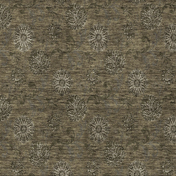 Homeroots 3' Brown And Beige Floral Washable Area Rug – Perfect For Indoor And Outdoor Spaces, Durable Design 5' X 8' Polyester 586961