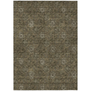 HomeRoots 5' Brown and Beige Floral Area Rug – Durable, Washable Design for Indoor and Outdoor Spaces 8' X 10' 586963