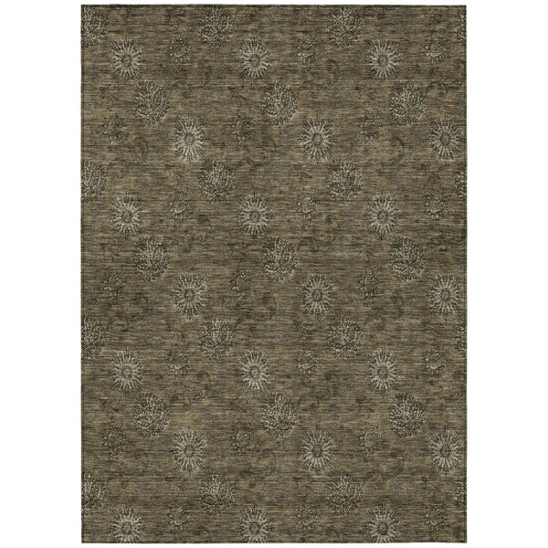 HomeRoots 5' Brown and Beige Floral Area Rug – Durable, Washable Design for Indoor and Outdoor Spaces 8' X 10' 586963