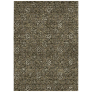 Homeroots 3' Brown And Beige Floral Washable Area Rug – Perfect For Indoor And Outdoor Spaces, Durable Design 9' X 12' Polyester 586964