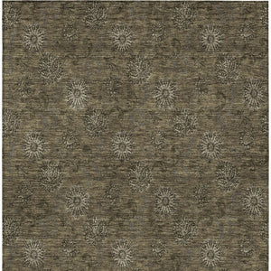 Homeroots 3' Brown And Beige Floral Washable Area Rug – Perfect For Indoor And Outdoor Spaces, Durable Design 9' X 12' Polyester 586964