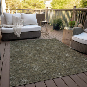 Homeroots 3' Brown And Beige Floral Washable Area Rug – Perfect For Indoor And Outdoor Spaces, Durable Design 10' X 14' Polyester 586965
