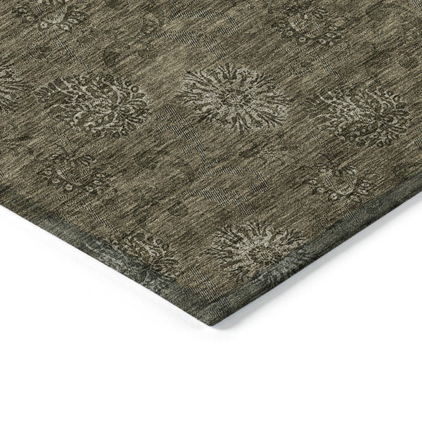 Homeroots 3' Brown And Beige Floral Washable Area Rug – Perfect For Indoor And Outdoor Spaces, Durable Design 10' X 14' Polyester 586965