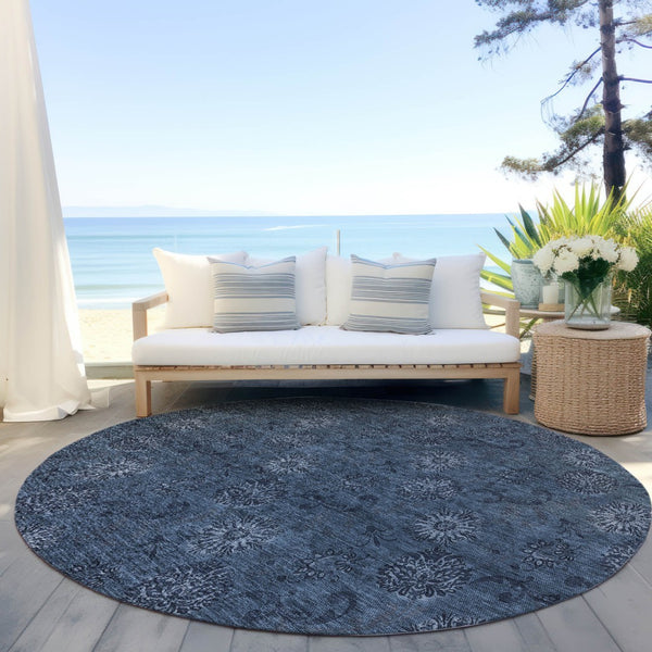 Homeroots 3' Brown And Beige Floral Washable Area Rug – Perfect For Indoor And Outdoor Spaces, Durable Design 8' Round Polyester 586968