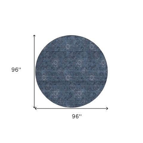 Homeroots 3' Brown And Beige Floral Washable Area Rug – Perfect For Indoor And Outdoor Spaces, Durable Design 8' Round Polyester 586968