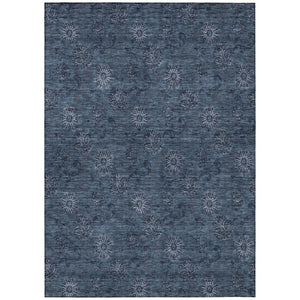HomeRoots 5' Stylish Blue and Navy Floral Washable Area Rug for Indoor and Outdoor Spaces – Durable & Versatile 8' X 10' 586969