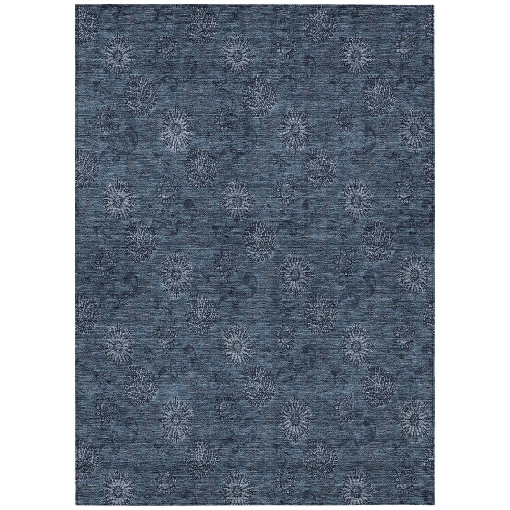 HomeRoots 9' Blue and Navy Floral Washable Area Rug - Durable, Stylish, and Perfect for Indoor or Outdoor Spaces 9' X 12' 586970