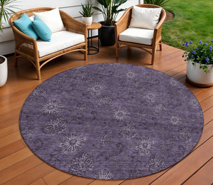 Homeroots 3' Brown And Beige Floral Washable Area Rug – Perfect For Indoor And Outdoor Spaces, Durable Design 8' Round Polyester 586974