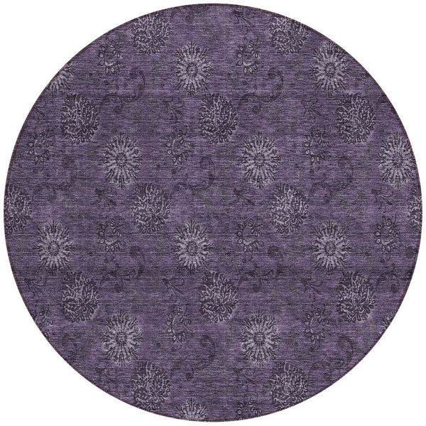 Homeroots 3' Brown And Beige Floral Washable Area Rug – Perfect For Indoor And Outdoor Spaces, Durable Design 8' Round Polyester 586974