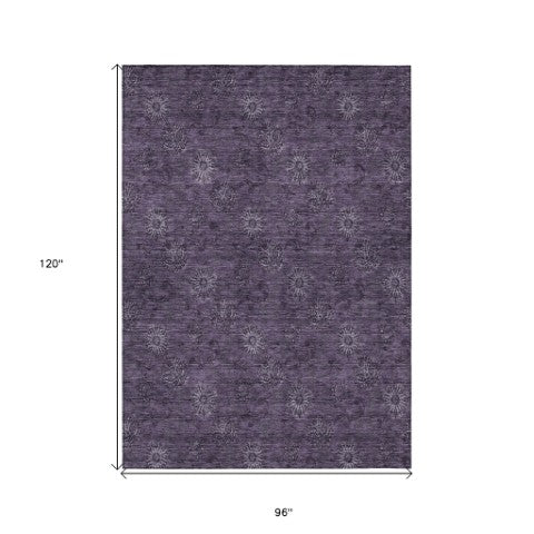 Homeroots 3' Brown And Beige Floral Washable Area Rug – Perfect For Indoor And Outdoor Spaces, Durable Design 8' X 10' Polyester 586975