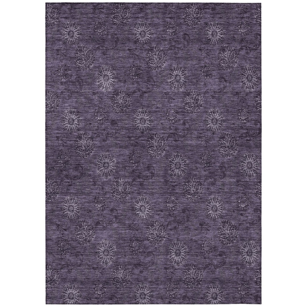 HomeRoots 5' Eggplant Floral Area Rug - Durable, Machine-Washable Design for Indoor & Outdoor Spaces 10' X 14' 586977