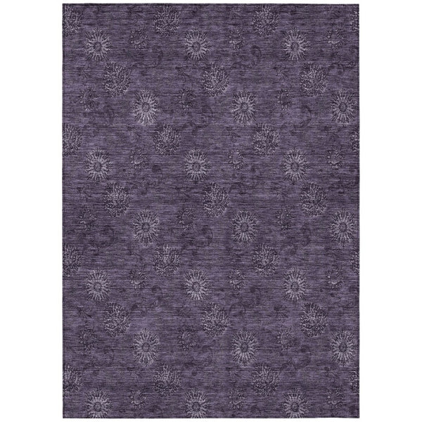 HomeRoots 5' Eggplant Floral Area Rug - Durable, Machine-Washable Design for Indoor & Outdoor Spaces 10' X 14' 586977