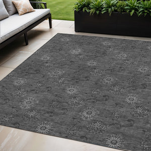 Homeroots 3' Brown And Beige Floral Washable Area Rug – Perfect For Indoor And Outdoor Spaces, Durable Design 5' X 8' Polyester 586979