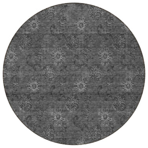 Homeroots 3' Brown And Beige Floral Washable Area Rug – Perfect For Indoor And Outdoor Spaces, Durable Design 8' Round Polyester 586980