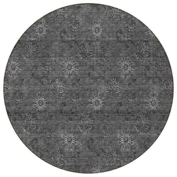 Homeroots 3' Brown And Beige Floral Washable Area Rug – Perfect For Indoor And Outdoor Spaces, Durable Design 8' Round Polyester 586980