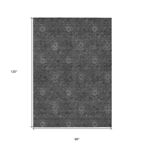 Homeroots 3' Brown And Beige Floral Washable Area Rug – Perfect For Indoor And Outdoor Spaces, Durable Design 8' X 10' Polyester 586981