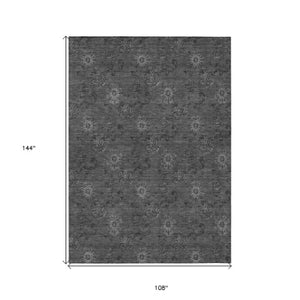 Homeroots 3' Brown And Beige Floral Washable Area Rug – Perfect For Indoor And Outdoor Spaces, Durable Design 9' X 12' Polyester 586982