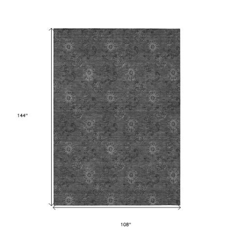 Homeroots 3' Brown And Beige Floral Washable Area Rug – Perfect For Indoor And Outdoor Spaces, Durable Design 9' X 12' Polyester 586982