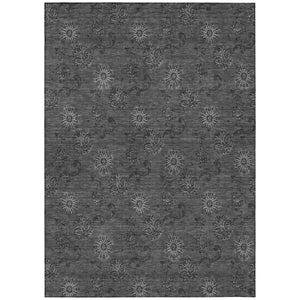 HomeRoots 9' Gray and Charcoal Floral Washable Area Rug – Timeless Style for Indoor and Outdoor Spaces 9' X 12' 586982