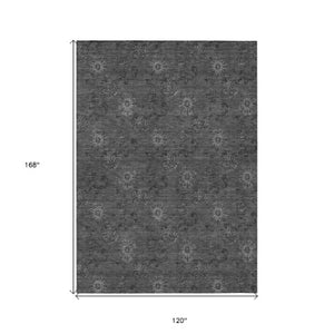 Homeroots 3' Brown And Beige Floral Washable Area Rug – Perfect For Indoor And Outdoor Spaces, Durable Design 10' X 14' Polyester 586983