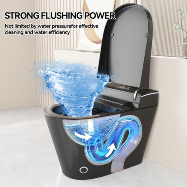 English Elm Unique Intelligent One-piece Toilet with Integrated Bidet Heated Seat and Auto Lid Black W3133P414563