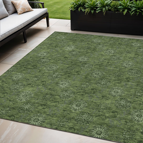 Homeroots 3' Brown And Beige Floral Washable Area Rug – Perfect For Indoor And Outdoor Spaces, Durable Design 5' X 8' Polyester 586985