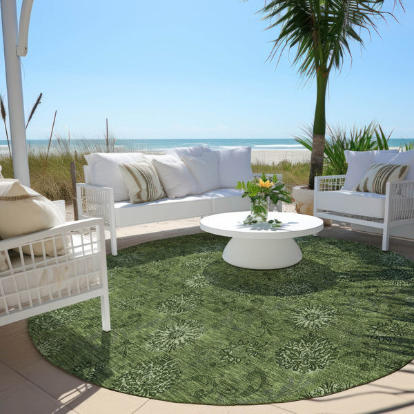 Homeroots 3' Brown And Beige Floral Washable Area Rug – Perfect For Indoor And Outdoor Spaces, Durable Design 8' Round Polyester 586986