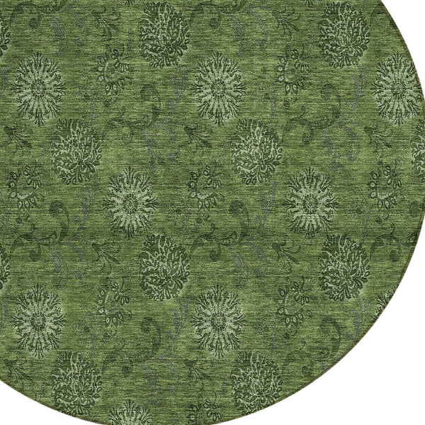 Homeroots 3' Brown And Beige Floral Washable Area Rug – Perfect For Indoor And Outdoor Spaces, Durable Design 8' Round Polyester 586986