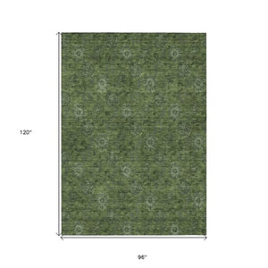 Homeroots 3' Brown And Beige Floral Washable Area Rug – Perfect For Indoor And Outdoor Spaces, Durable Design 8' X 10' Polyester 586987