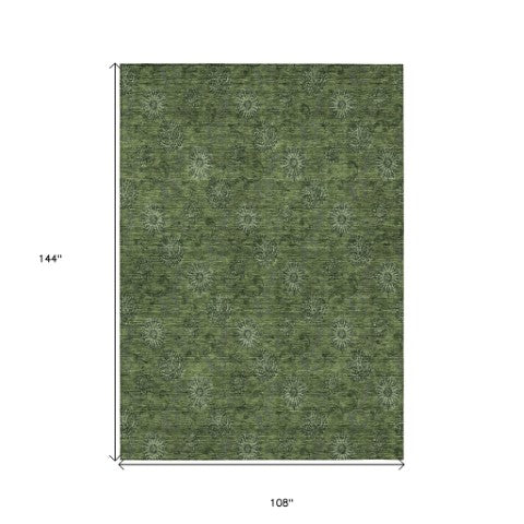 Homeroots 3' Brown And Beige Floral Washable Area Rug – Perfect For Indoor And Outdoor Spaces, Durable Design 9' X 12' Polyester 586988