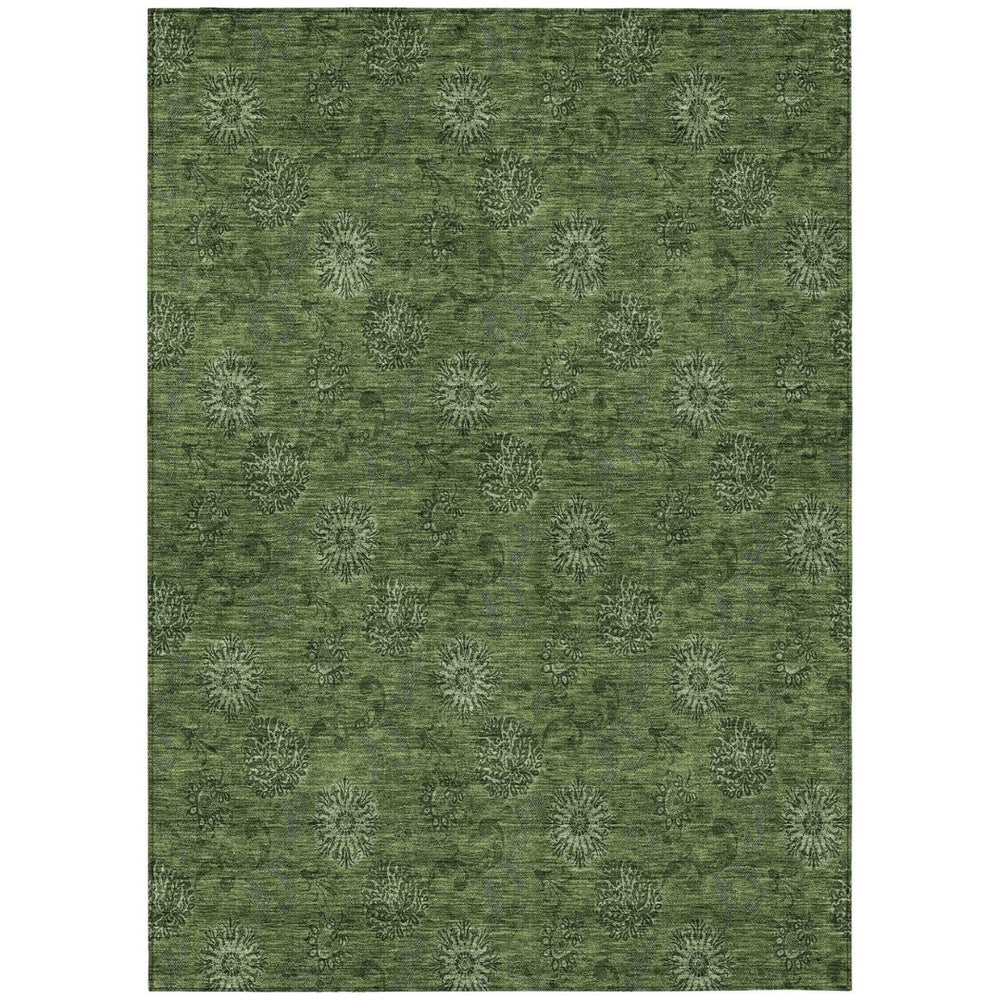 HomeRoots 9' Washable Floral Area Rug in Olive and Green - Durable, Stylish, Perfect for Indoor and Outdoor Spaces 9' X 12' 586988