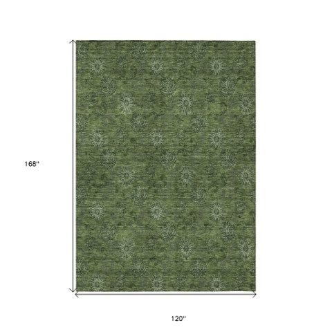 Homeroots 3' Brown And Beige Floral Washable Area Rug – Perfect For Indoor And Outdoor Spaces, Durable Design 10' X 14' Polyester 586989