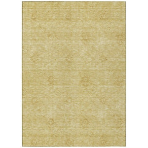 Homeroots 3' Gold Floral Washable Area Rug - Durable Indoor Outdoor Accent For Living Room, Patio & More 3' X 5' Polyester 586990