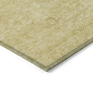 Homeroots 3' Gold Floral Washable Area Rug - Durable Indoor Outdoor Accent For Living Room, Patio & More 3' X 5' Polyester 586990