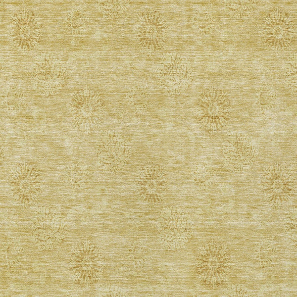 Homeroots 3' Gold Floral Washable Area Rug - Durable Indoor Outdoor Accent For Living Room, Patio & More 3' X 5' Polyester 586990