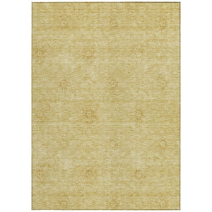 Homeroots 3' Gold Floral Washable Area Rug - Durable Indoor Outdoor Accent For Living Room, Patio & More 9' X 12' Polyester 586994