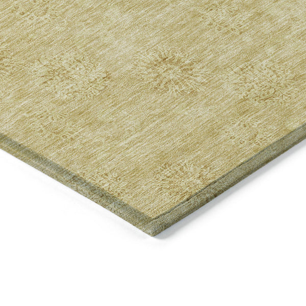 Homeroots 3' Gold Floral Washable Area Rug - Durable Indoor Outdoor Accent For Living Room, Patio & More 9' X 12' Polyester 586994