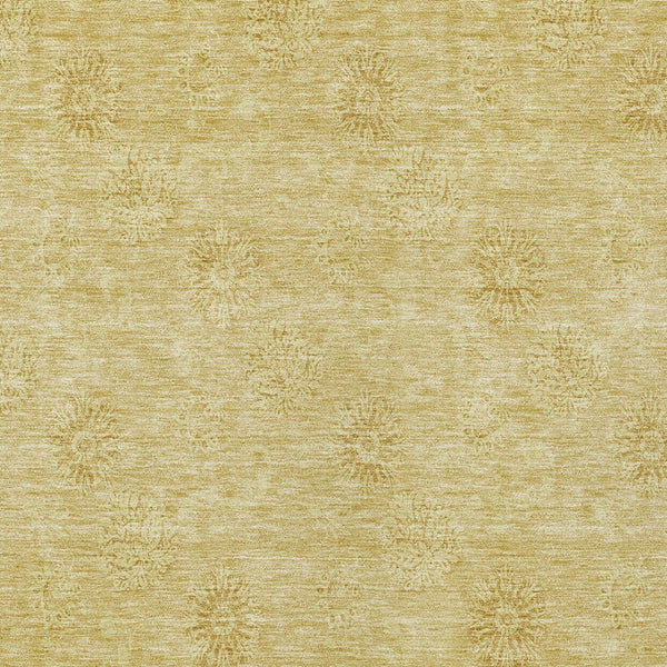 Homeroots 3' Gold Floral Washable Area Rug - Durable Indoor Outdoor Accent For Living Room, Patio & More 9' X 12' Polyester 586994