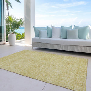 Homeroots 3' Gold Floral Washable Area Rug - Durable Indoor Outdoor Accent For Living Room, Patio & More 10' X 14' Polyester 586995