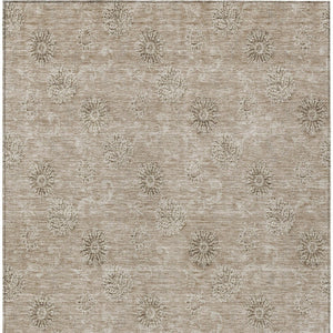Homeroots 3' Gold Floral Washable Area Rug - Durable Indoor Outdoor Accent For Living Room, Patio & More 3' X 5' Polyester 586996