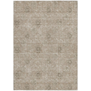Homeroots 3' Gold Floral Washable Area Rug - Durable Indoor Outdoor Accent For Living Room, Patio & More 5' X 8' Polyester 586997