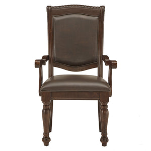 Homelegance Graham Rubberwood Arm Chair with Faux Leather Seat and Cherry Finish 586A-BR