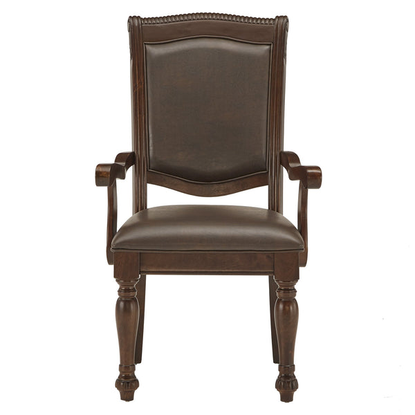 Homelegance Graham Rubberwood Arm Chair with Faux Leather Seat and Cherry Finish 586A-BR